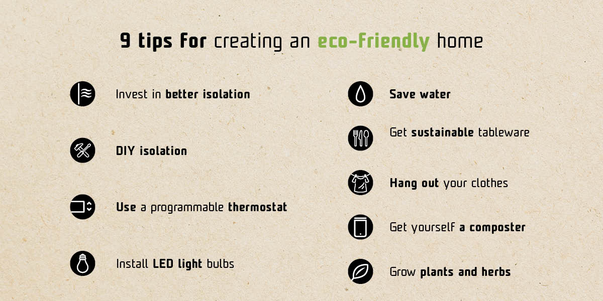 Tips for creating an eco-friendly home - infographics